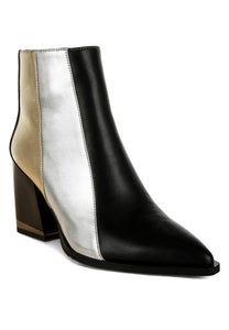 Stemon Three Tone Block Heel Boots