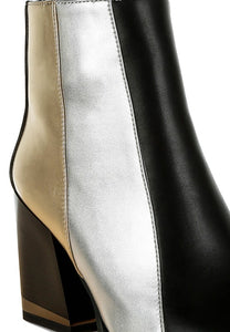 Stemon Three Tone Block Heel Boots